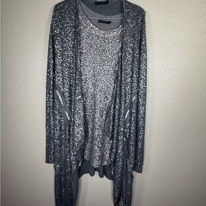 Donna Karan Silver Sequin Cardigan